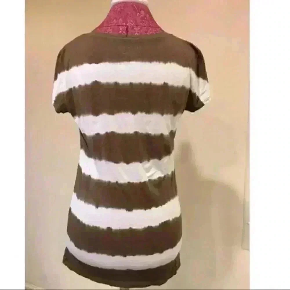 Ann Taylor Top S Striped Tie dye 60 pima cotton